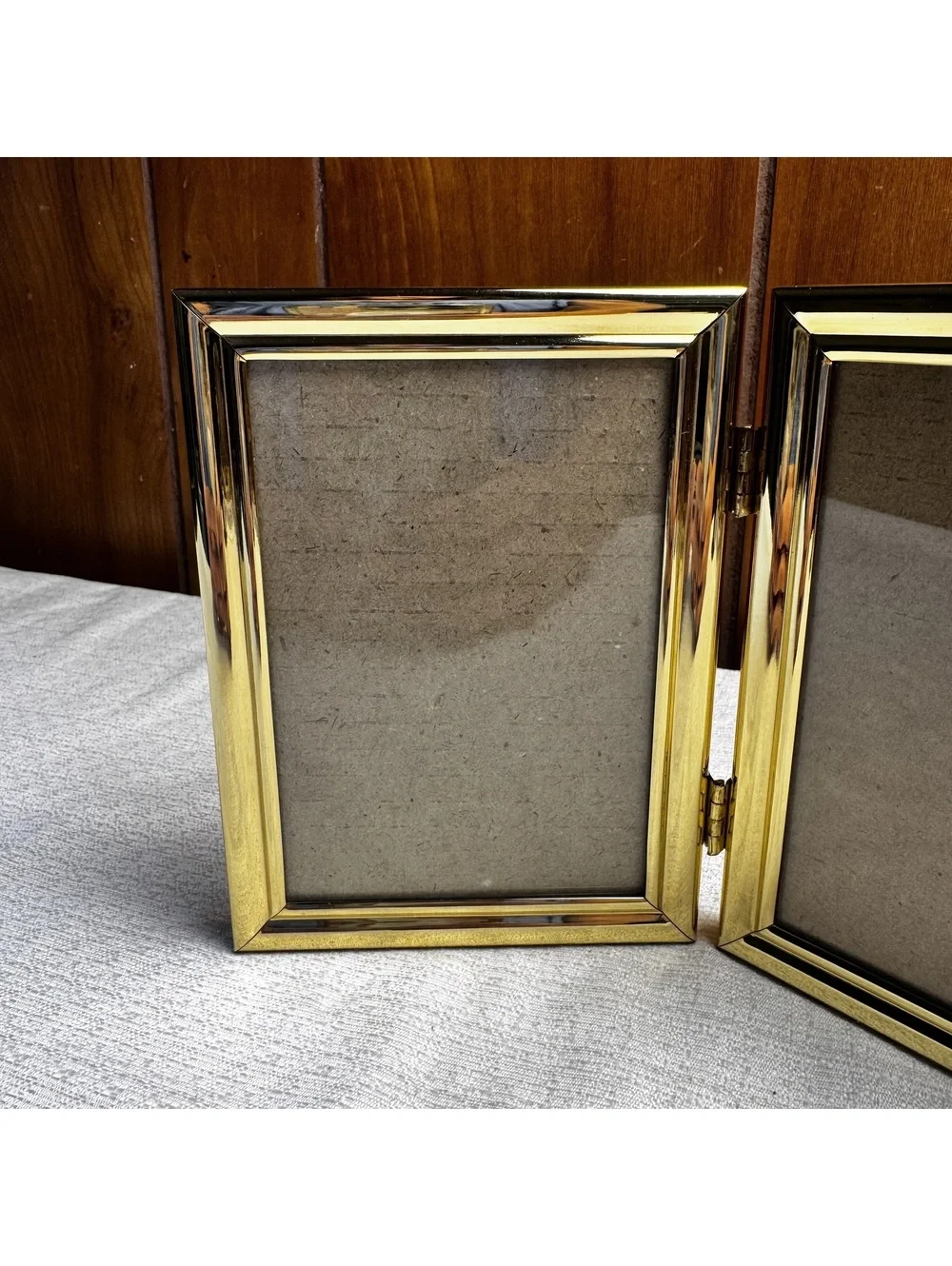 Vintage Fetco Solid Brass Double Photo Frame 3.5x5 Folding Frame